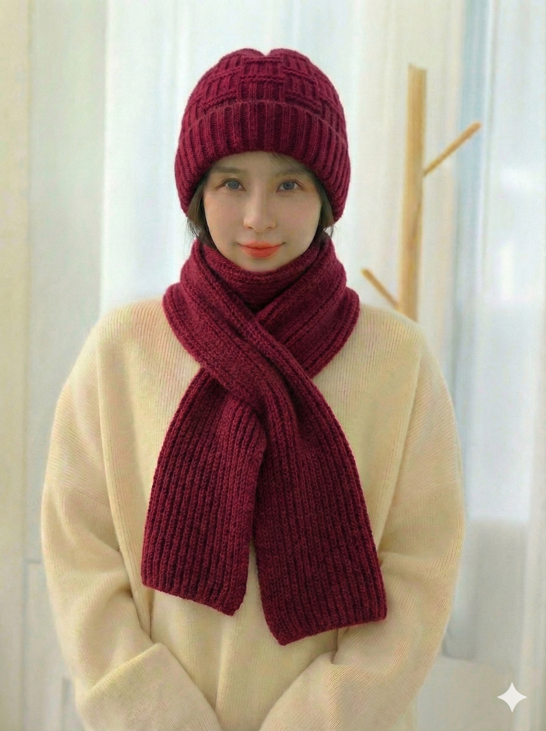 Winter Scarf Cap - মেরুন -1